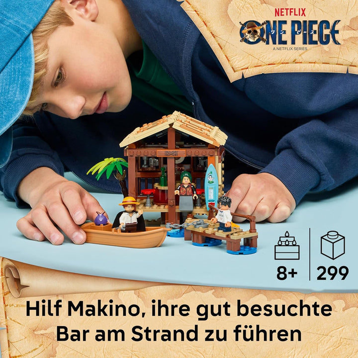 LEGO ONE Piece Windmühlendorf-Hütte - Spielzeug mit Boot, Jungen Ruffy, Shanks & Makino Minifiguren