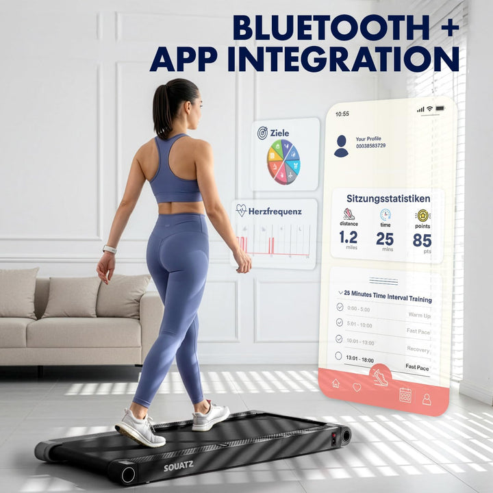 SQUATZ 2-in-1 Walking Pad Laufband, klappbar und platzsparend, ideal für Zuhause und Büro, unter Sch