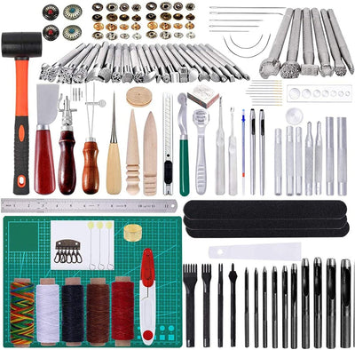 Riddur 148 Stücke Leder Werkzeug Set, Leder Handwerk und DIY Werkzeuge, Groover, Bunte Wachsfaden, L