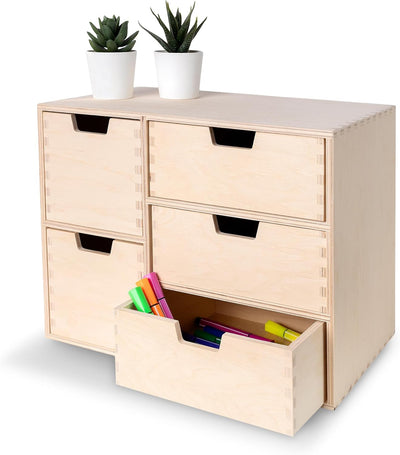 Creative Deco Kleine Kommode aus Holz | 5 Schubladen | 36 x 20 x 28,5 cm | Schreibtisch-Organizer |