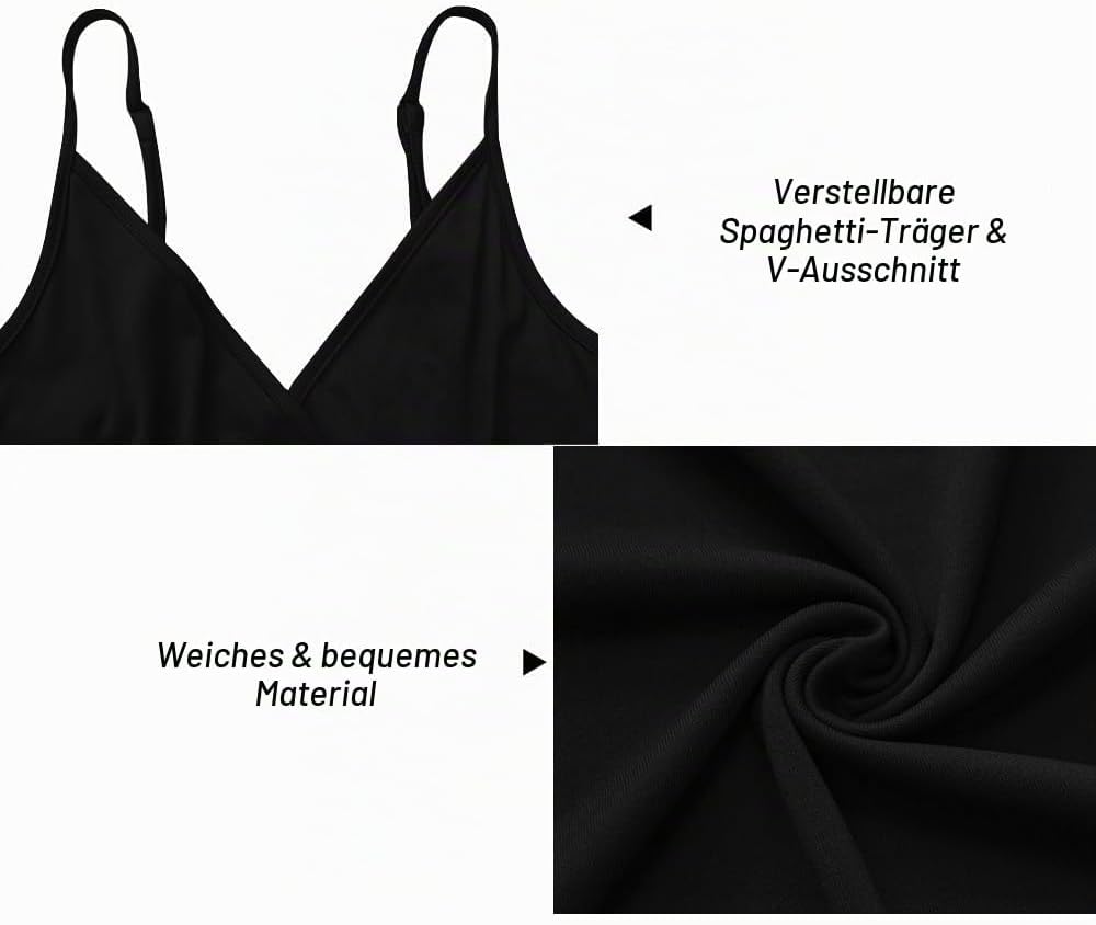 Newshows Sommerkleid Damen Lang Maxikleid Sommer V Ausschnitt Kleid Schlitz Elegant Spaghettiträger