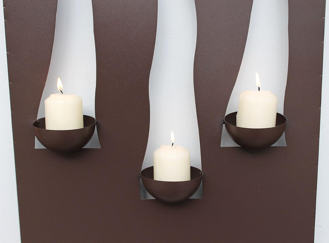 Kerzenhalter Windlicht Flamme 65x40x10cm 3-flammig Kerzenleuchter Metall Braun Metalldekoration z.h.