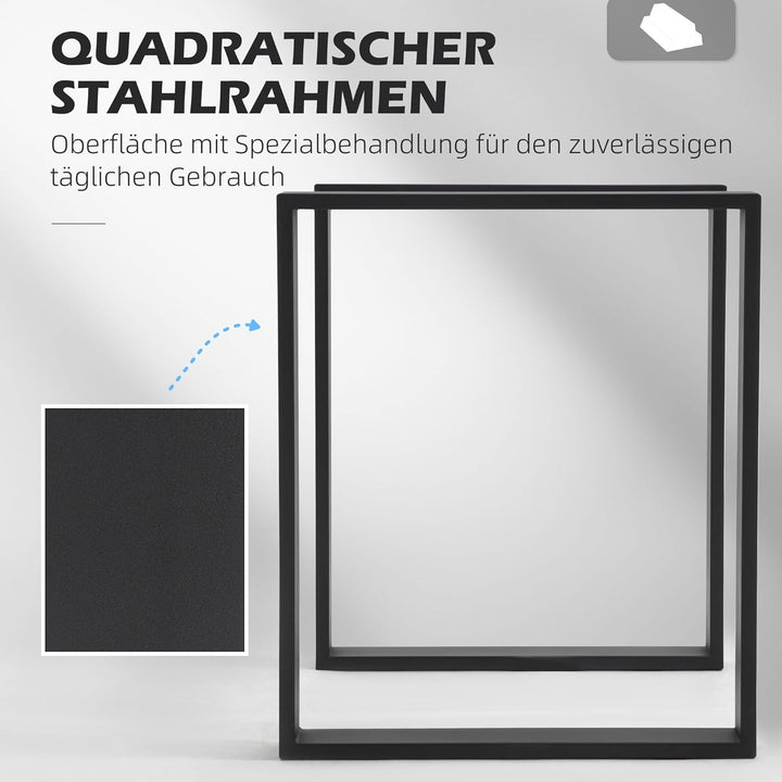 HOMCOM Tischbeine, 2er-Set Tischkufen, Möbelfüsse aus Vierkantprofilen, 60 x 72 cm Tischgestell für