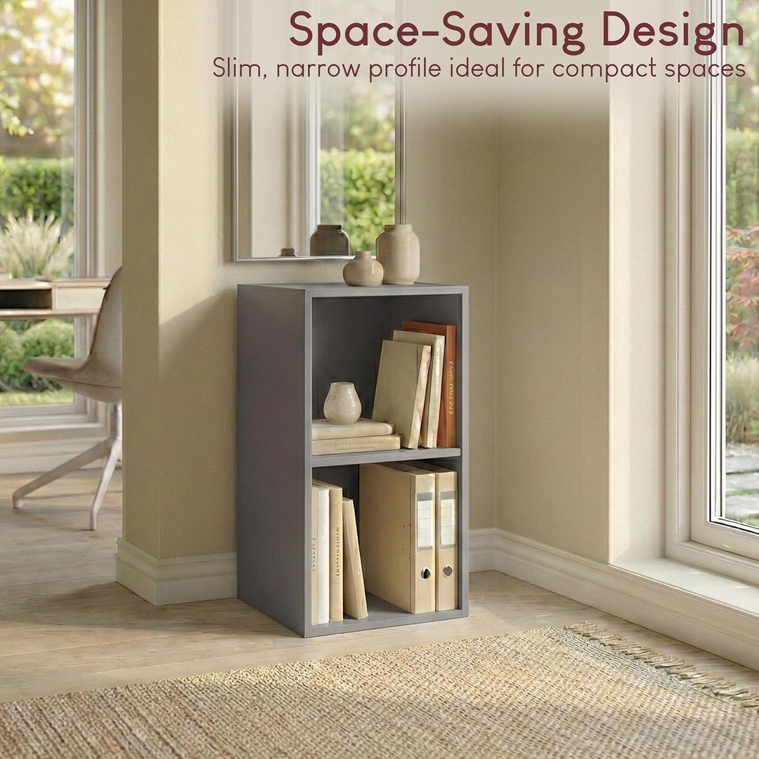 Vida Designs Oxford Bücherregal mit 2 Etagen, Grau aus Holz 2 Etagen Grau, 2 Etagen Grau