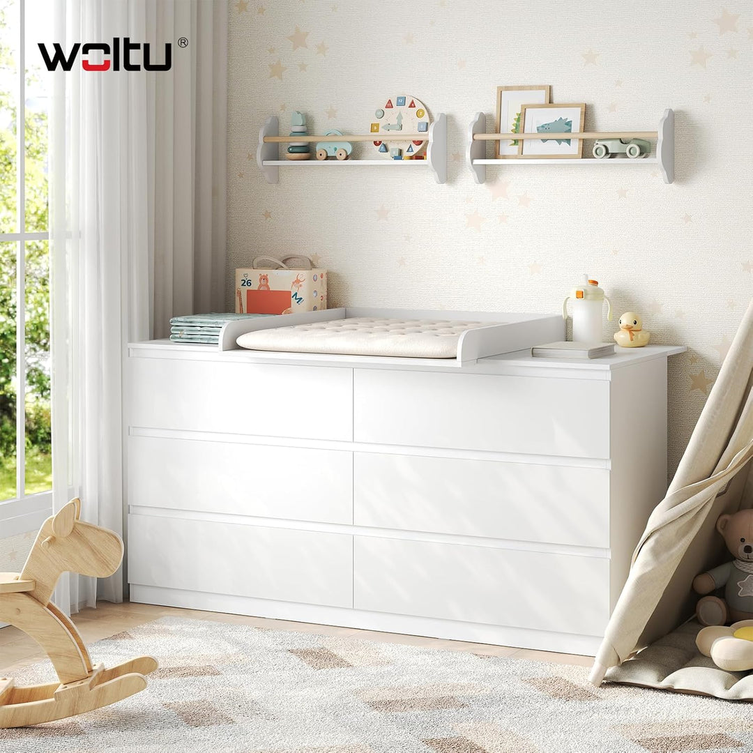 WOLTU Wickelaufsatz, Wickeltischaufsatz universal für Kommode (Tiefe: 47-50 cm), mit Schutzrand, aus