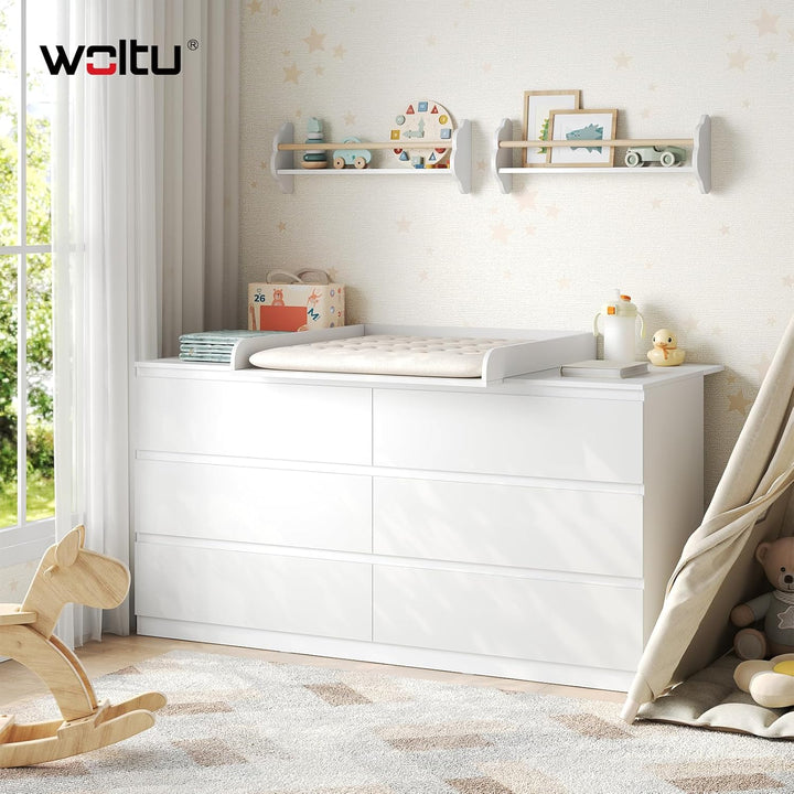 WOLTU Wickelaufsatz, Wickeltischaufsatz universal für Kommode (Tiefe: 47-50 cm), mit Schutzrand, aus