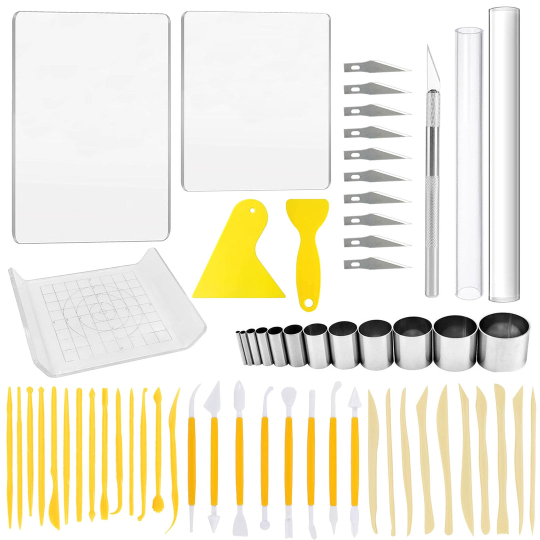 Polymer Clay Tools Set, Acryl Tonrollen, Acrylplatte, Schneidematte, Runde Polymer Clay Ausstecher m