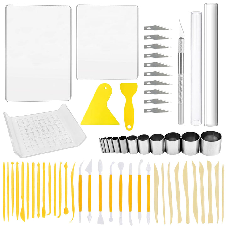 Polymer Clay Tools Set, Acryl Tonrollen, Acrylplatte, Schneidematte, Runde Polymer Clay Ausstecher m