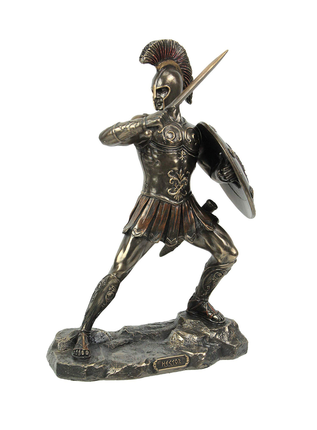 Veronese Design Statue, Hector of Troy Battle Stance, Kaltgussharz, Bronze-Finish, 24 cm, Heimdekora