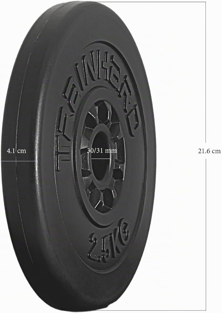 TrainHard Hantelscheiben Set 20-30 kg Gewichte aus Kunststoff Zement Gesamtgewichte mit 30/31 mm Boh