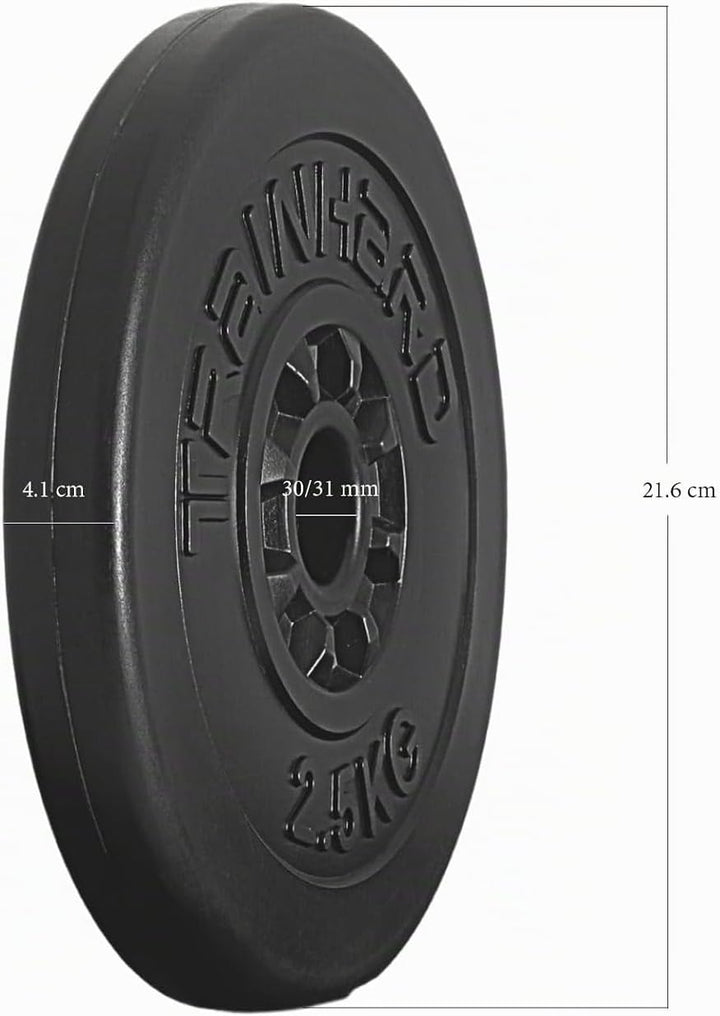 TrainHard Hantelscheiben Set 20-30 kg Gewichte aus Kunststoff Zement Gesamtgewichte mit 30/31 mm Boh