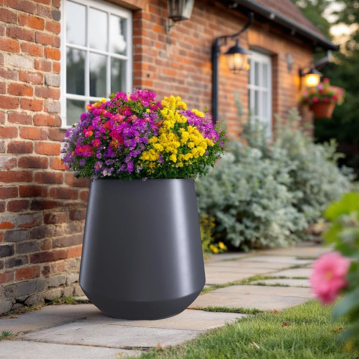 Kunststoff Pflanzkübel mit konischem Fuss - 44 x 35 cm - Design Blumentopf in anthrazit mit Pflanz E