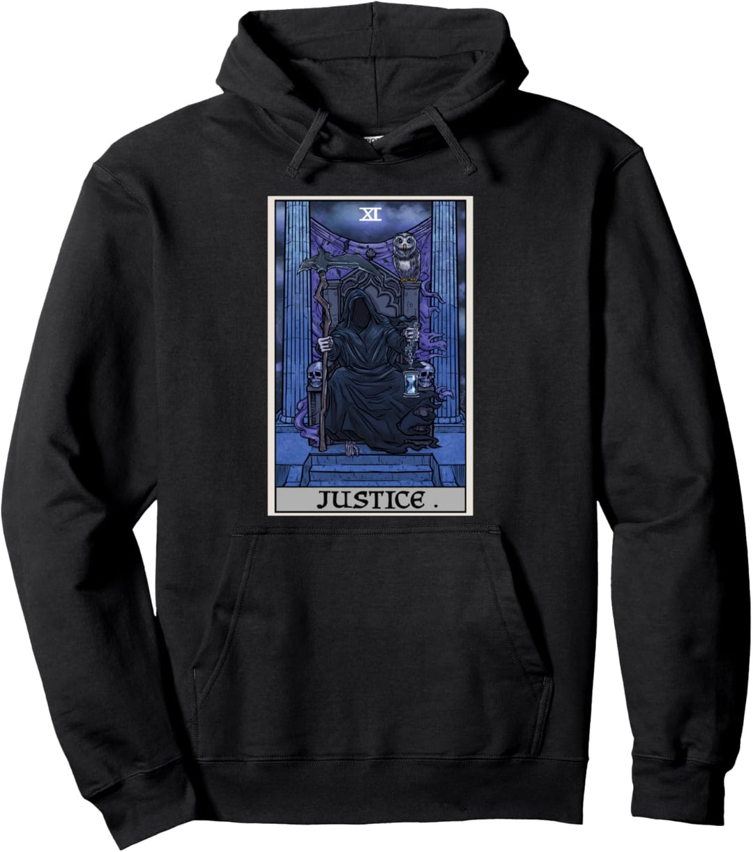 Gerechtigkeits-Tarot Karte Sensenmann Halloween Gothic Hexe Horror Pullover Hoodie