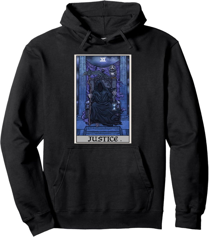 Gerechtigkeits-Tarot Karte Sensenmann Halloween Gothic Hexe Horror Pullover Hoodie