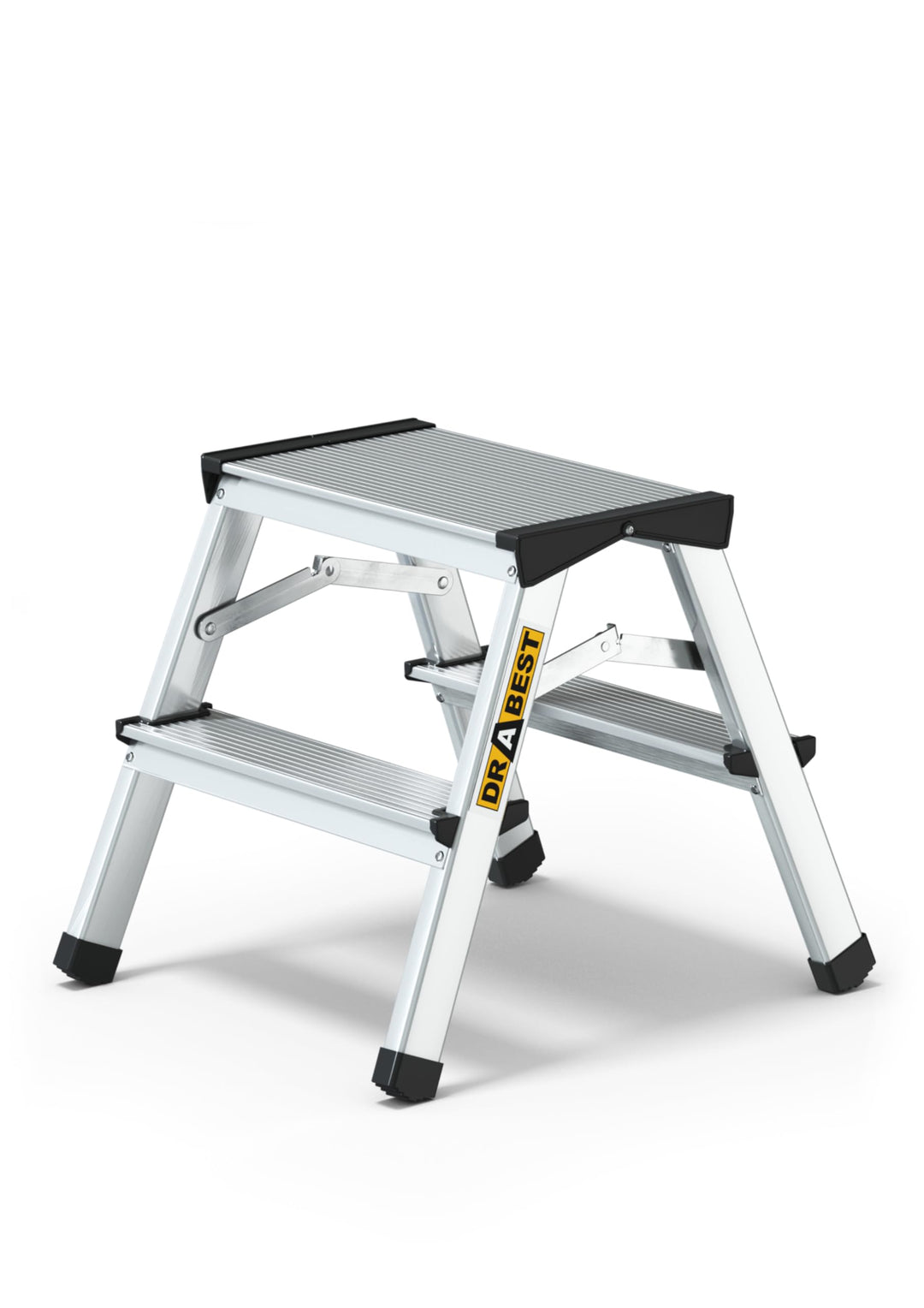 DRABEST Trittleiter Klapptritt Aluleiter Haushaltsleiter beidseitig begehbar 2 x 2 Stufen bis 125 kg