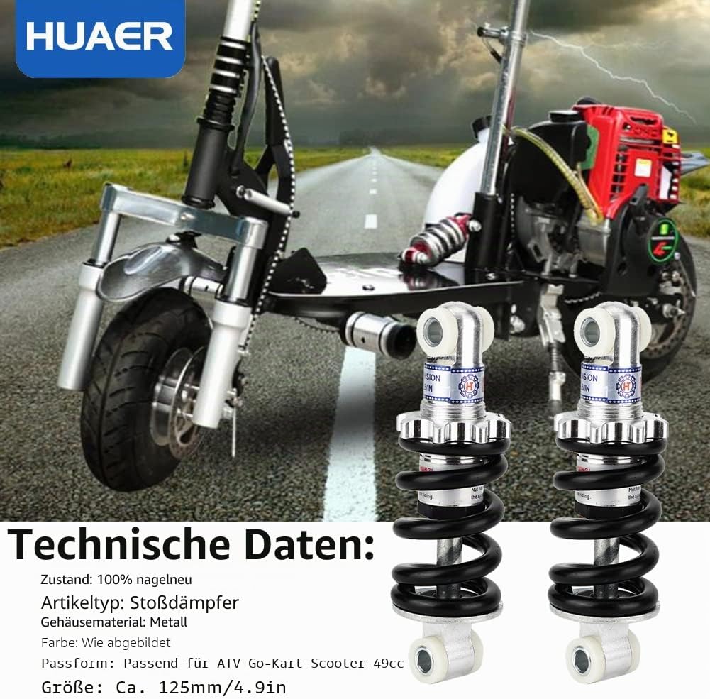 Hinterer Stossdämpfer, 2 Stück 125mm 750LBS Motorrad Hinterer Luftstossdämpfer Dämpfer Hinterradaufh