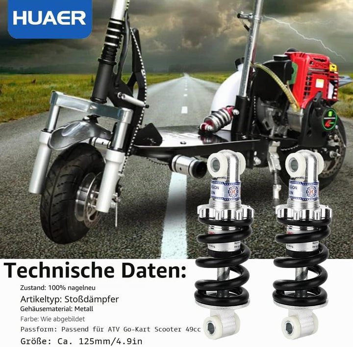 Hinterer Stossdämpfer, 2 Stück 125mm 750LBS Motorrad Hinterer Luftstossdämpfer Dämpfer Hinterradaufh