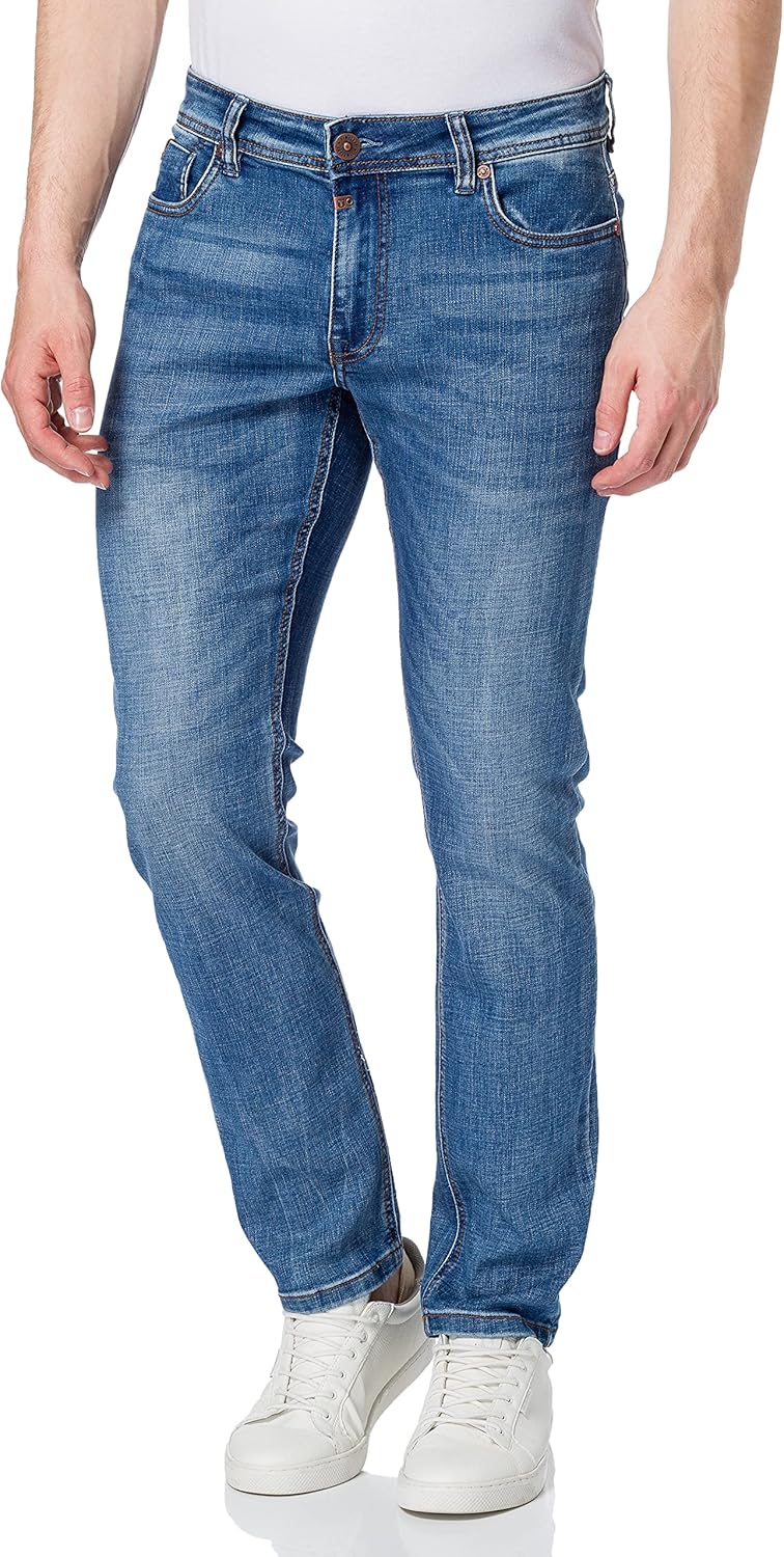 Timezone Herren Slim Eduardotz Jeans 29W / 32L Jeans Blue Wash, 29W / 32L Jeans Blue Wash