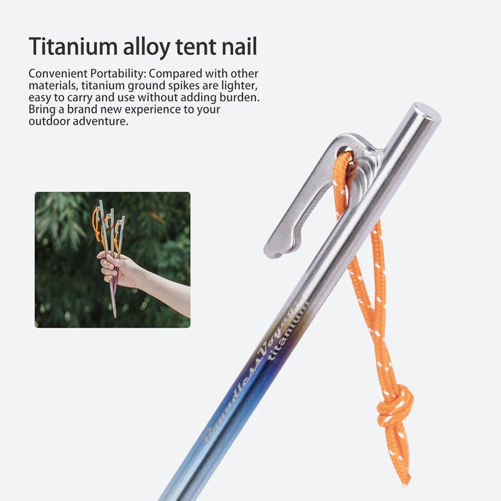 iBasingo 6 Stück 35cm Tent Pegs Titan Legierung Zeltheringe Camping Zelt Nägel Heavy Duty Bunte Gema