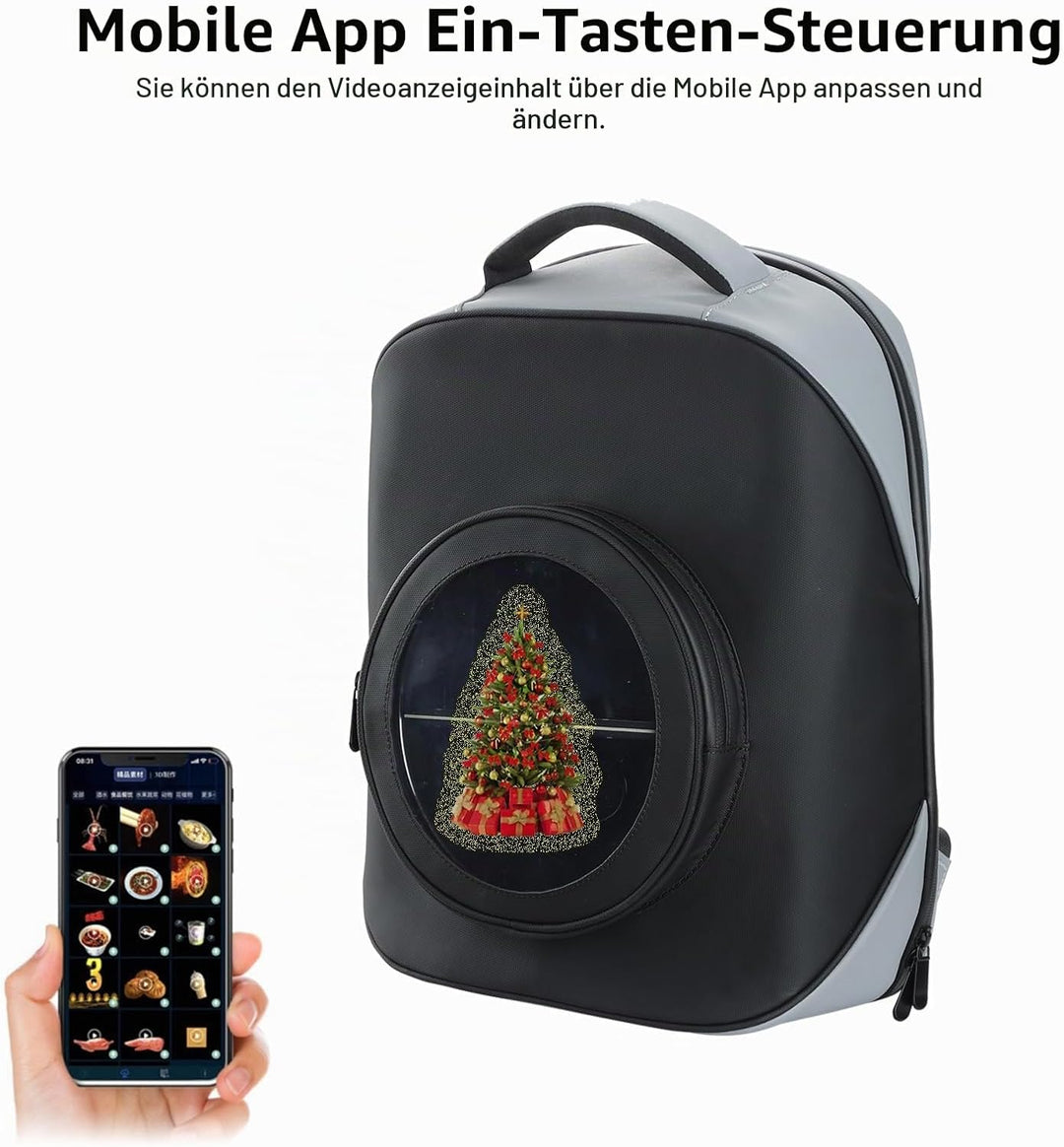 Missyou 3D Hologram Fan Backpack,20CM 3D Hologram Projector Advertising Display with Cover, 700 Vide