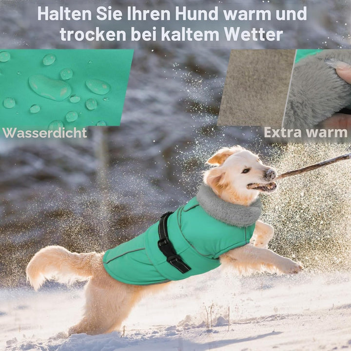 Lelepet Hundemantel Winterweste Reflektierende Fleece Hundejacke für Grosse Hunde Wasserdicht Hundej