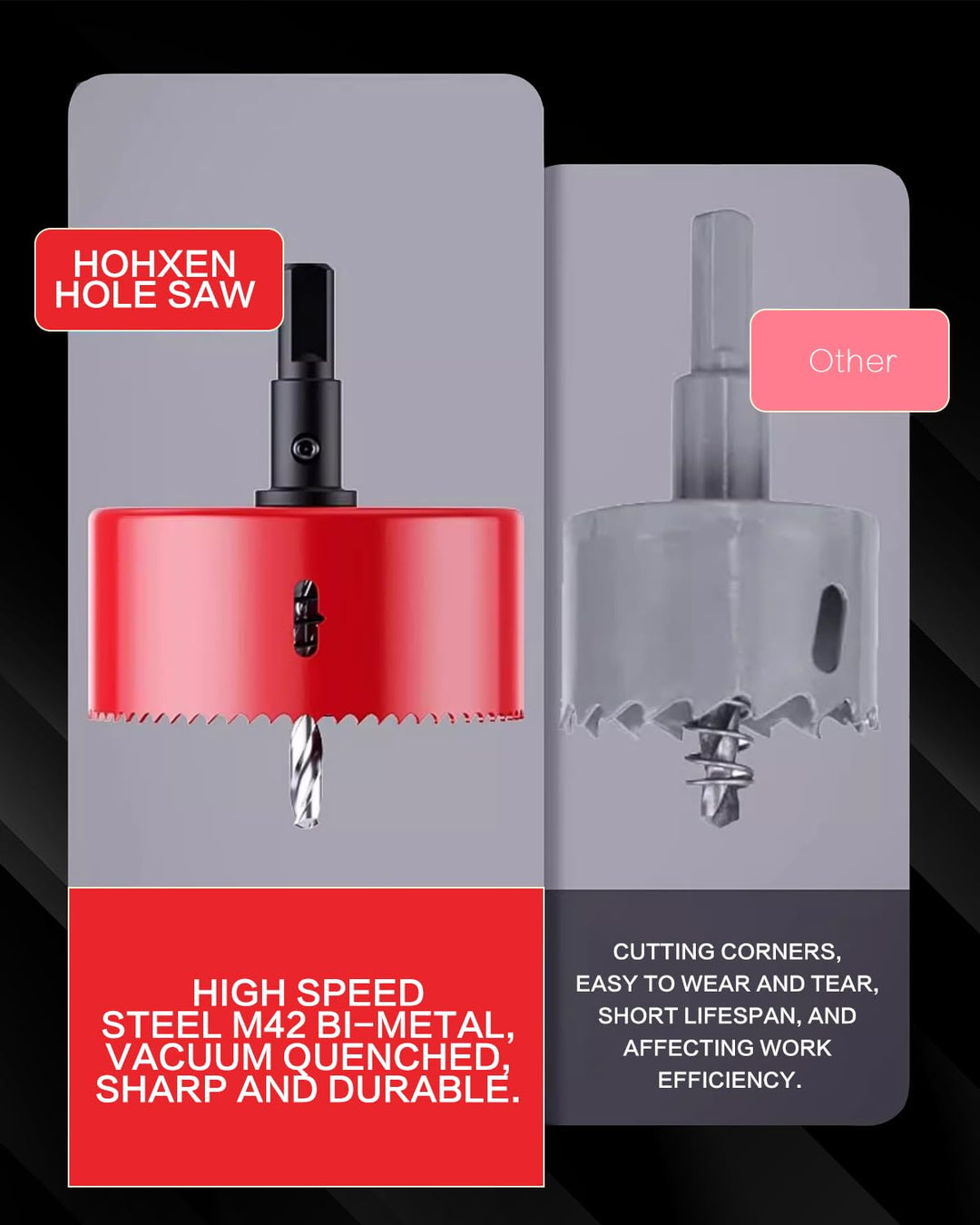 HOHXEN Bimetall lochsäge 85mm Rot,M42 HSS lochschneider fuer Metall,für Holz Aluminium Eisenblech Ro
