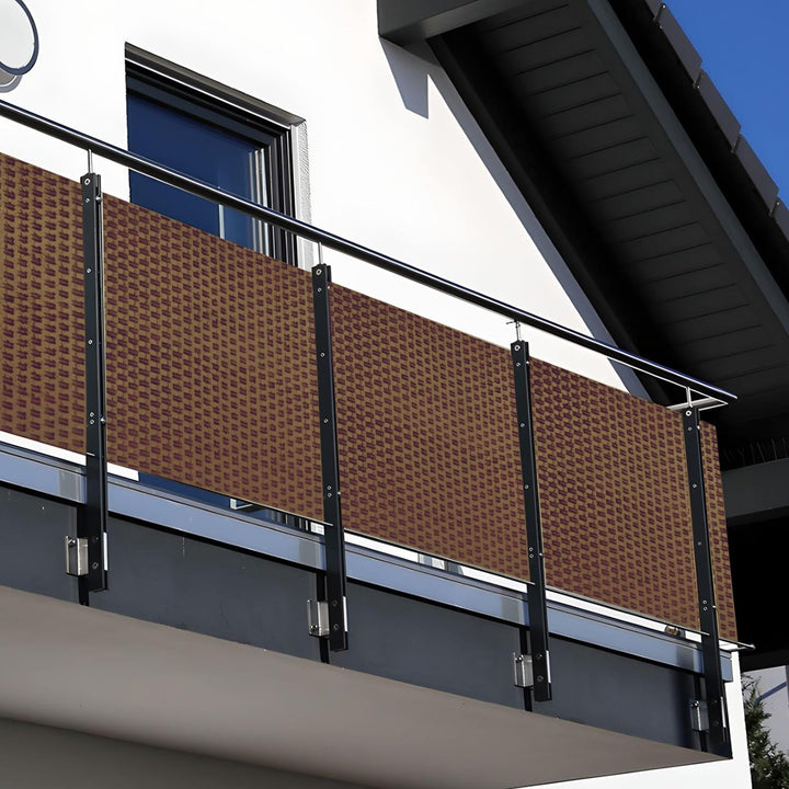 NYVI Polyrattan Balkon Sichtschutz Privafence 100x300 cm Honig - Wetterfeste Balkonbespannung - UV-f