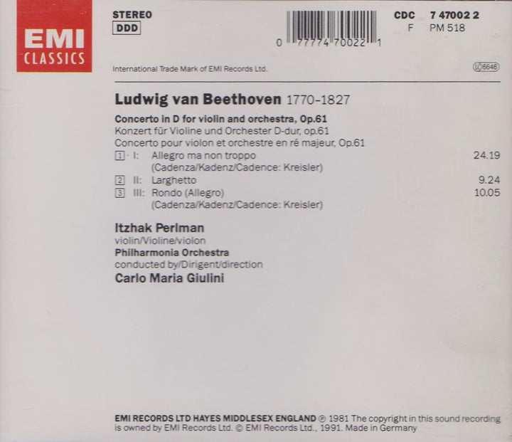 Violinkonzert Op.61, Audio-CD