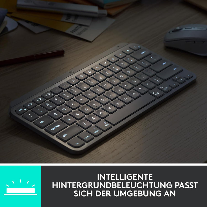 Logitech MX Keys Mini Kabellose Tastatur, Kompakt, Bluetooth, Hintergrundbeleuchtung, USB-C, Kompati