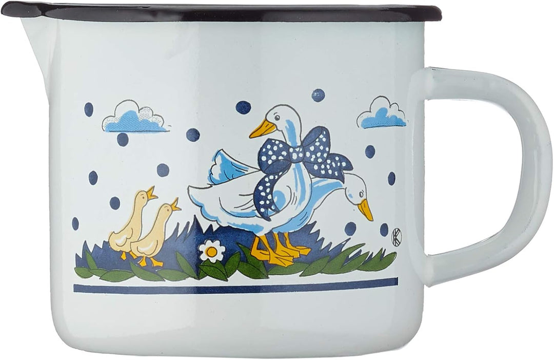 Krüger Milchtopf Gänseglück 12 cm, Emaille, Mehrfarbig