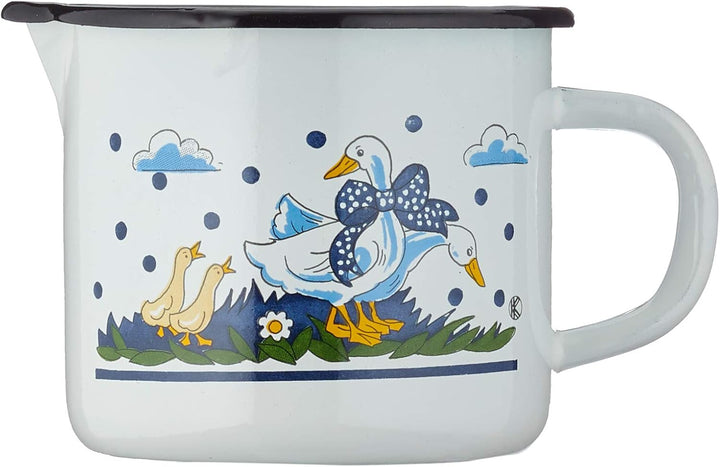 Krüger Milchtopf Gänseglück 12 cm, Emaille, Mehrfarbig