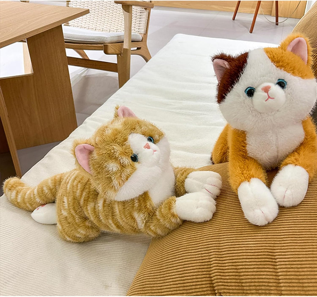 Kuscheltier Katze, Liegend Katzen Plüschtier, Kätzchen Stofftier Spielzeug, Kuschelkissen Geschenk f