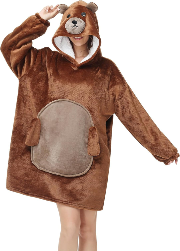 LATH.PIN Tragbare Decke Hoodie Übergrosse – Tierformen Tragbare Decken mit Armärmeln mit Kapuze Pull