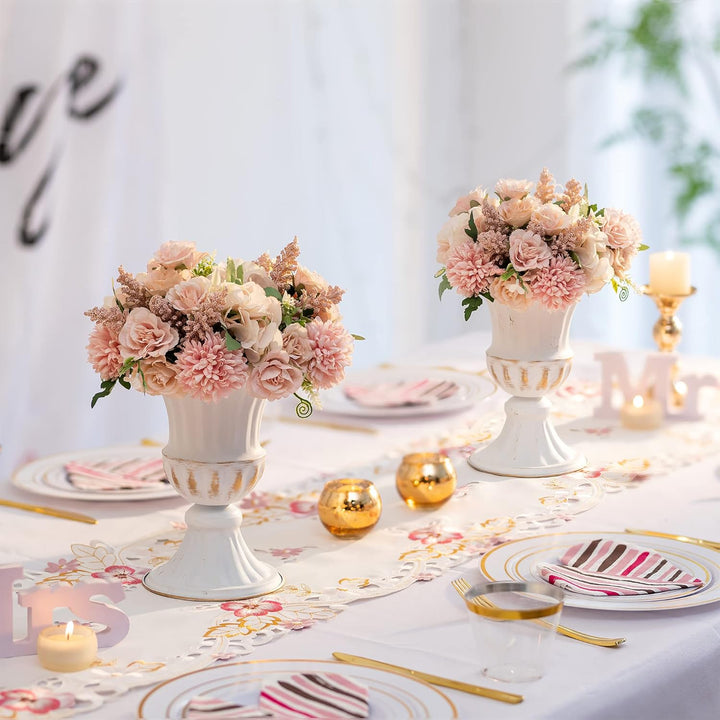 Sziqiqi 10 Stück Weiss Hochzeit Vase - Klein Metall Blumenvase Deko Shabby Chic Urne Pflanzer Blumen