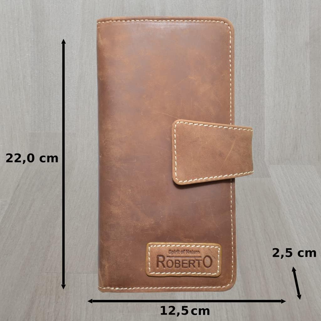 flevado Echt-Leder Herren Damen Organizer Reisebrieftasche Kredit Kartenetui Reise Travel Wallet Her