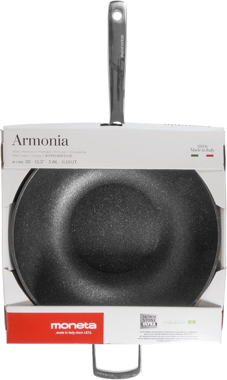 Moneta Wokpfanne aus beschichtetem Aluminium, geeignet für alle Herdarten, 32 cm