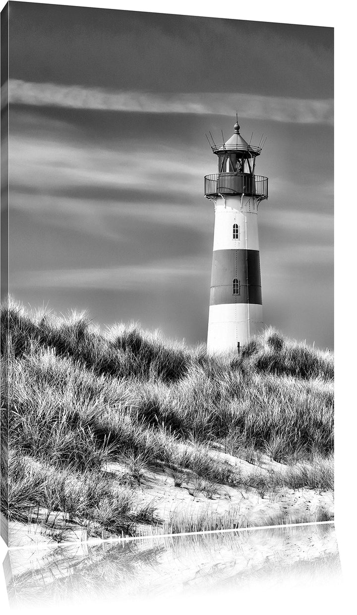 Pixxprint Leuchtturm hinter Dünen als Leinwandbild/Grösse: 100x70 / Wandbild/Kunstdruck/fertig bespa