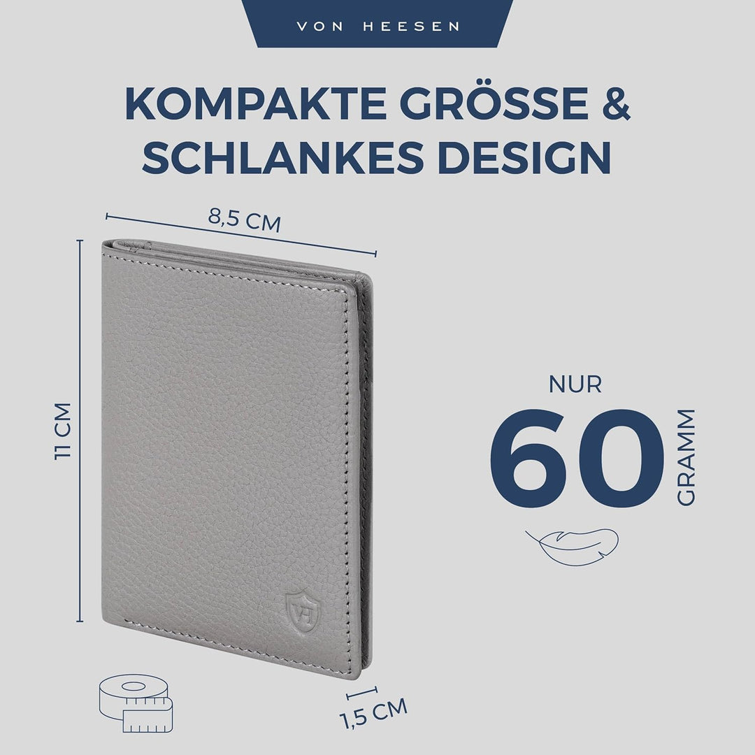VON HEESEN® Leder Geldbörse Herren &amp; RFID Schutz I Echtleder Geldbeutel für Männer &amp; Damen I Portemo