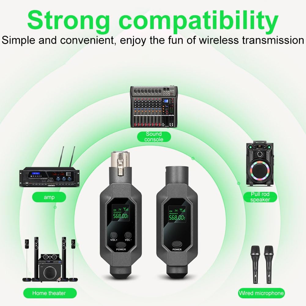 Kabelloses Mikrofon-Audio-Sender und Empfänger-System, Plug-on-XLR-Mikrofonadapter für dynamisches M
