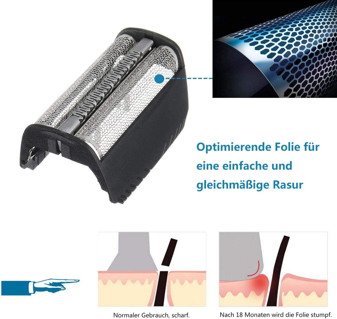 Poweka Scherfolie Scherkopf Kompatibel mit Braun 30B - Hochwertiges Kombipack Klingenblock Messer Ra