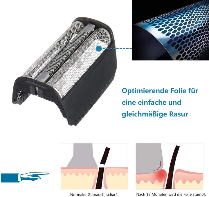 Poweka Scherfolie Scherkopf Kompatibel mit Braun 30B - Hochwertiges Kombipack Klingenblock Messer Ra