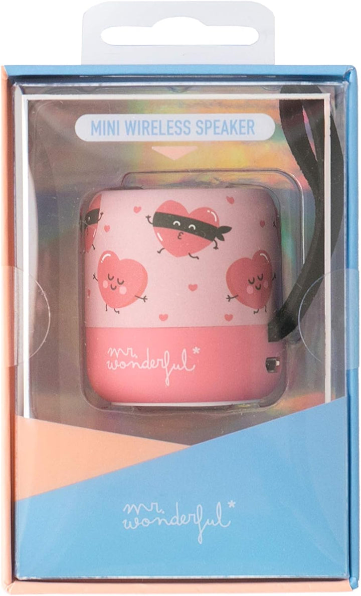 mr. wonderful* Mini Bluetooth Lautsprecher mit Herzen Design Marke Laufzeit von 3-4 Stunden. Rosa.