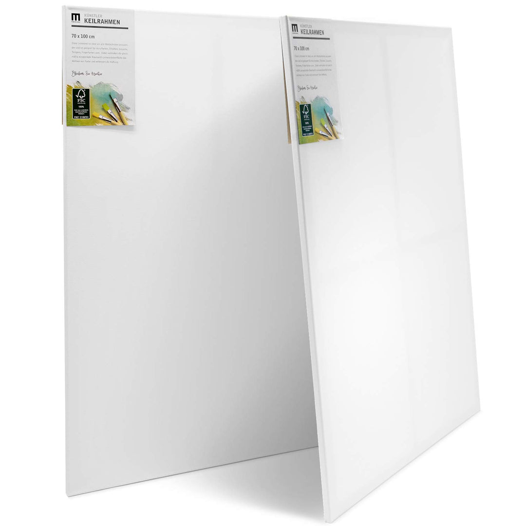 2er-Set 70x100cm Künstler-Leinwand Canvas zum Bemalen. Die leere, weisse Leinwand aus 100% Baumwolle
