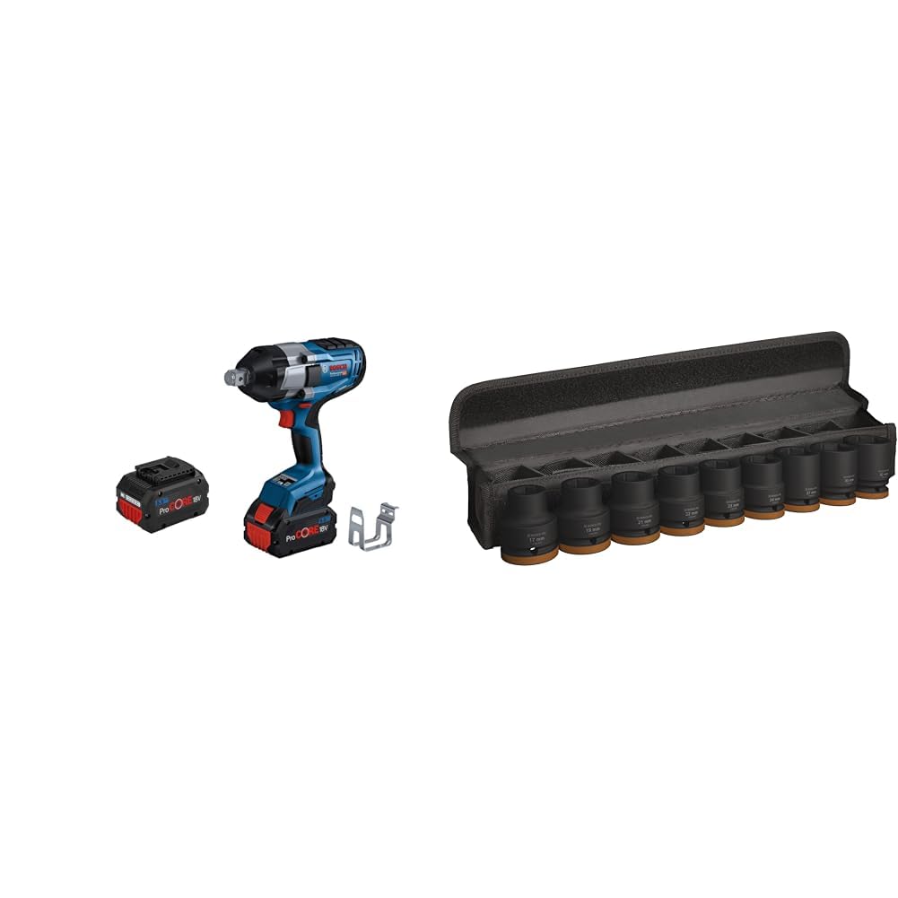 Bosch Professional 18V System BITURBO Akku Drehschlagschrauber GDS 18V-1050 H (2x ProCORE 18V 5.5Ah,