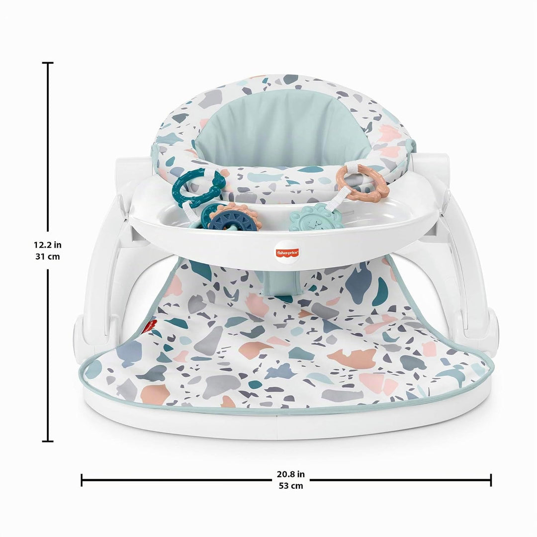 Fisher-Price Portable Baby Chair with Tray and 2 Baby Toys, Sit-Me-Up Floor Seat, Pacific Pebble St