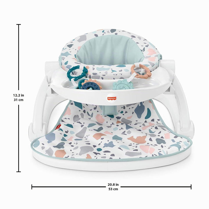 Fisher-Price Portable Baby Chair with Tray and 2 Baby Toys, Sit-Me-Up Floor Seat, Pacific Pebble St