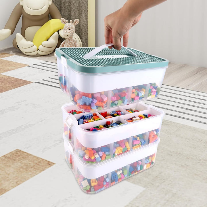 JMIATRY Aufbewahrungsboxen mit Deckel 30.5x23x32.5 cm, 3 Stufen Boxen Aufbewahrung Transparent Sorti