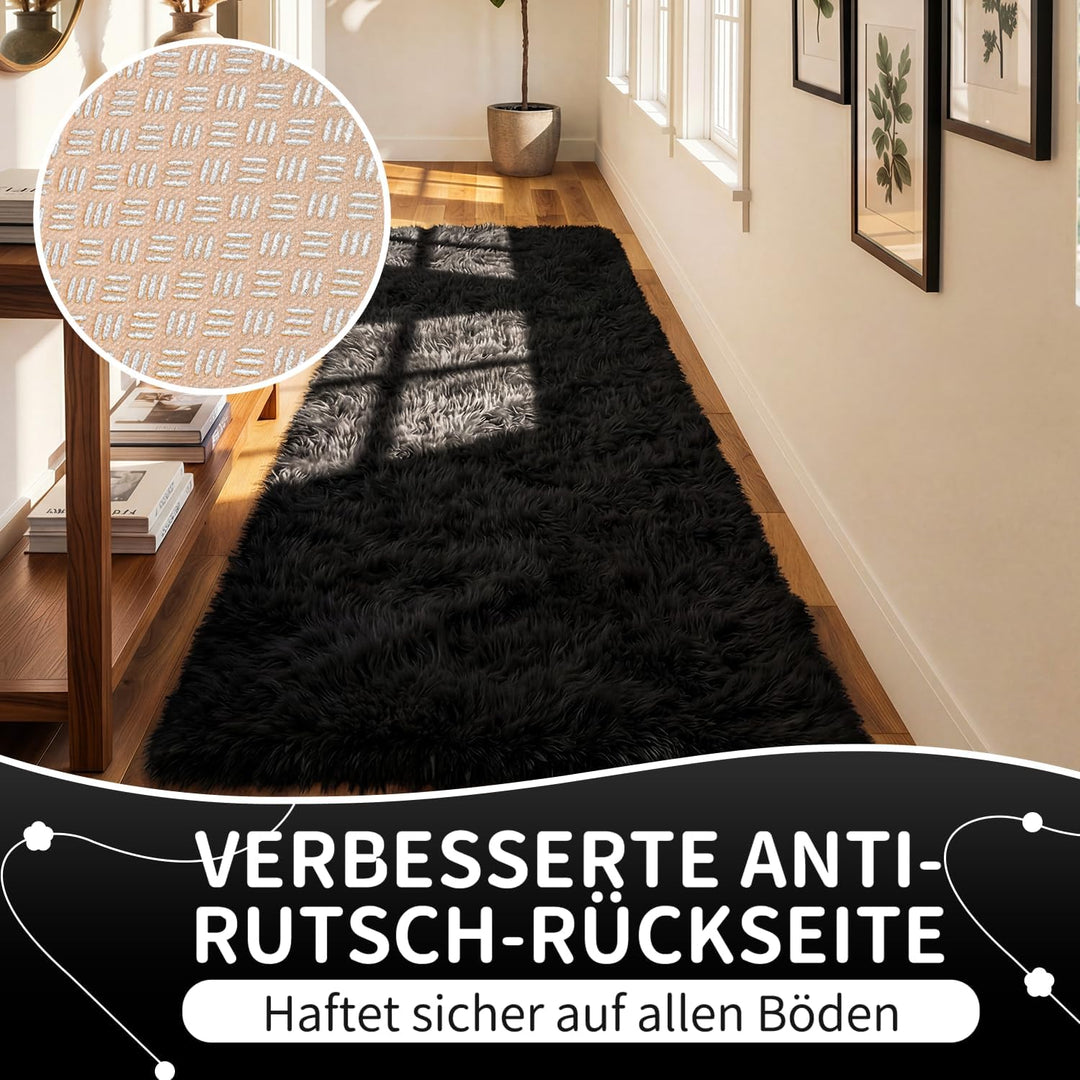 VOFUSHON Wohnzimmer Hochflor Teppich,Shaggy Flur Läufer Teppich Modern Flauschiger Weich Teppich Gro