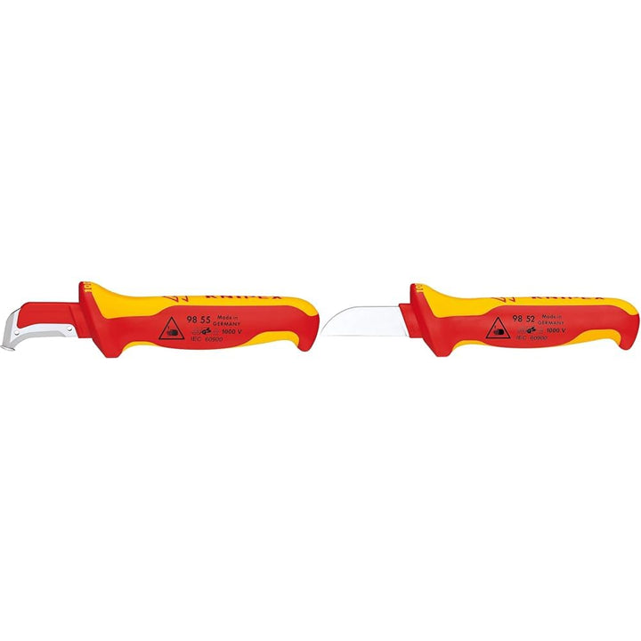 Knipex Abmantelungsmesser mit Gleitschuh isolierender Mehrkomponenten-Griff, VDE-geprüft 180 mm 98 5