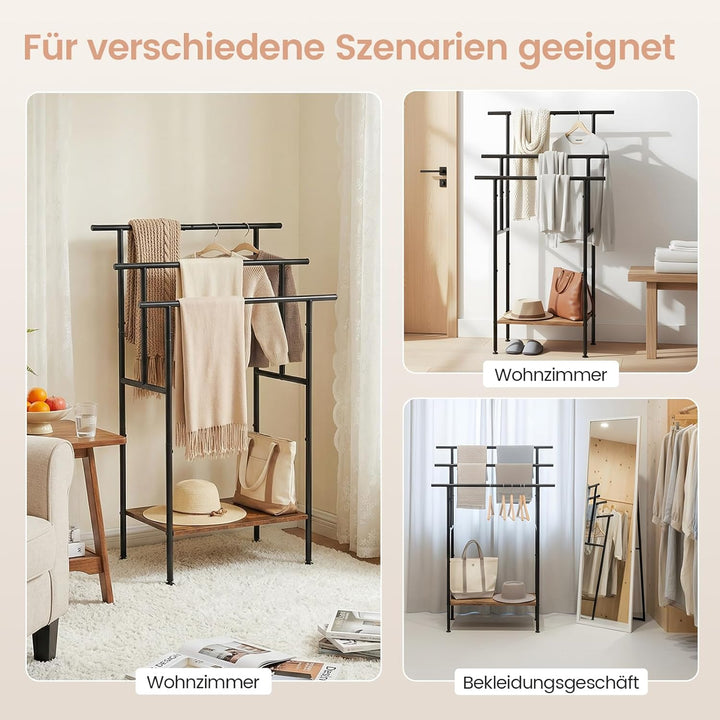 Handtuchständer, Handtuchhalter Freistehend für Badezimmer mit 3 stangen, 1 offene Ablage, für Handt